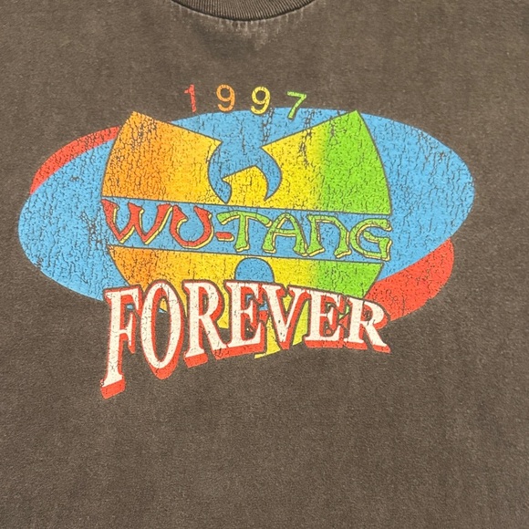Wu Tang Forever 1997 Washed Black Charcoal Graphic Tee - Picture 3 of 4